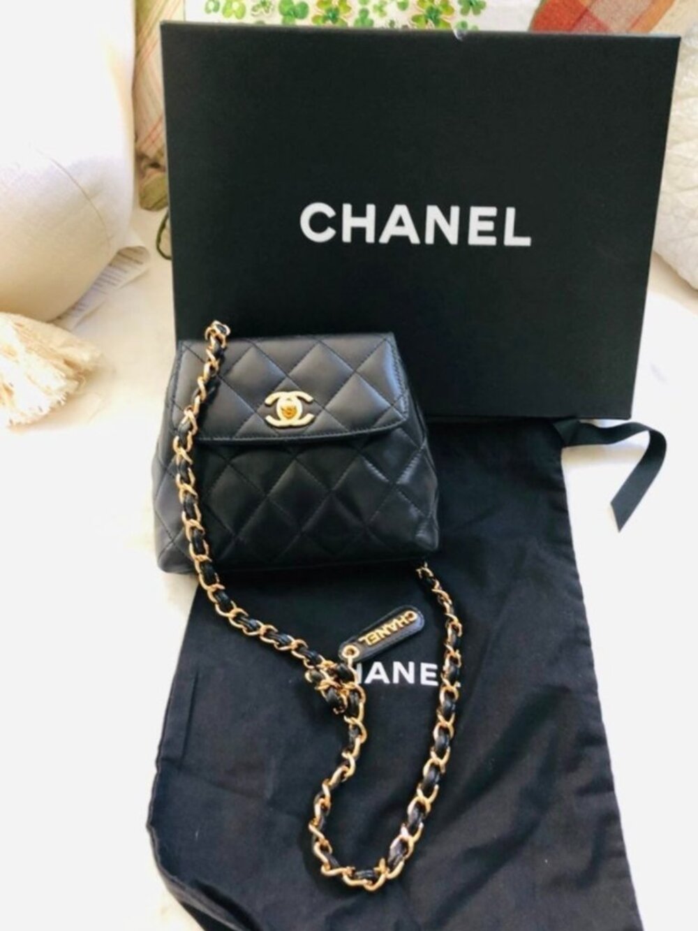 Chanel Black Purse Belt Bag with Chain runway Chanel RARE!